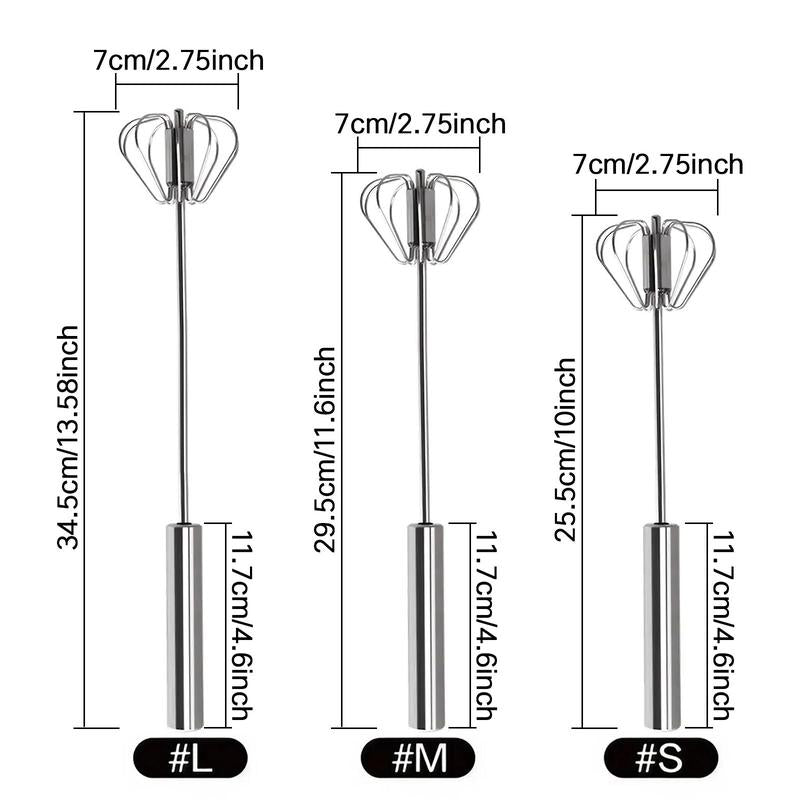Stainless Steel Hand Push Egg Whisk