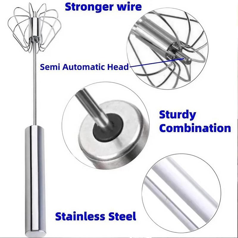 Stainless Steel Hand Push Egg Whisk