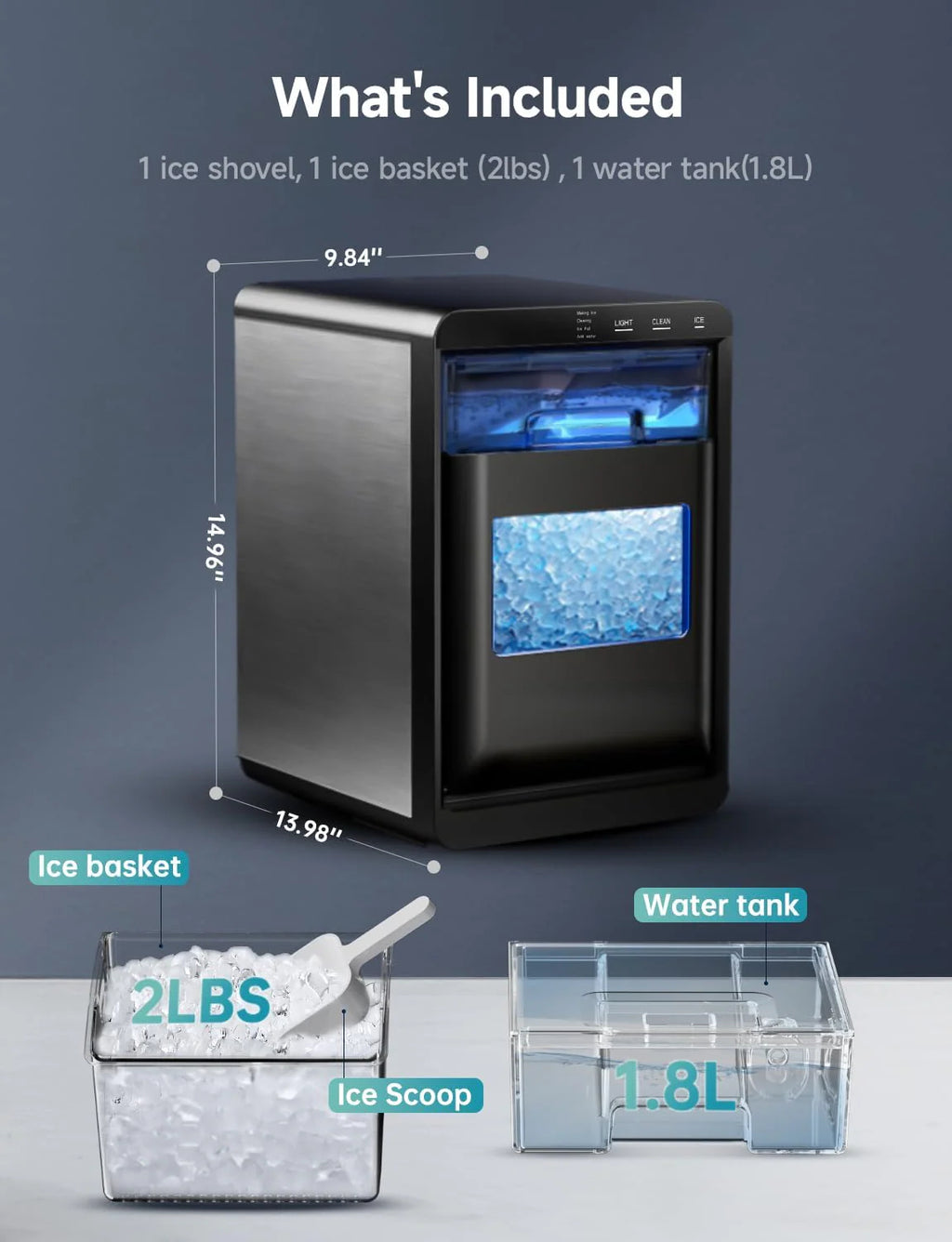 Countertop Nugget Ice Maker 44Lbs/24H