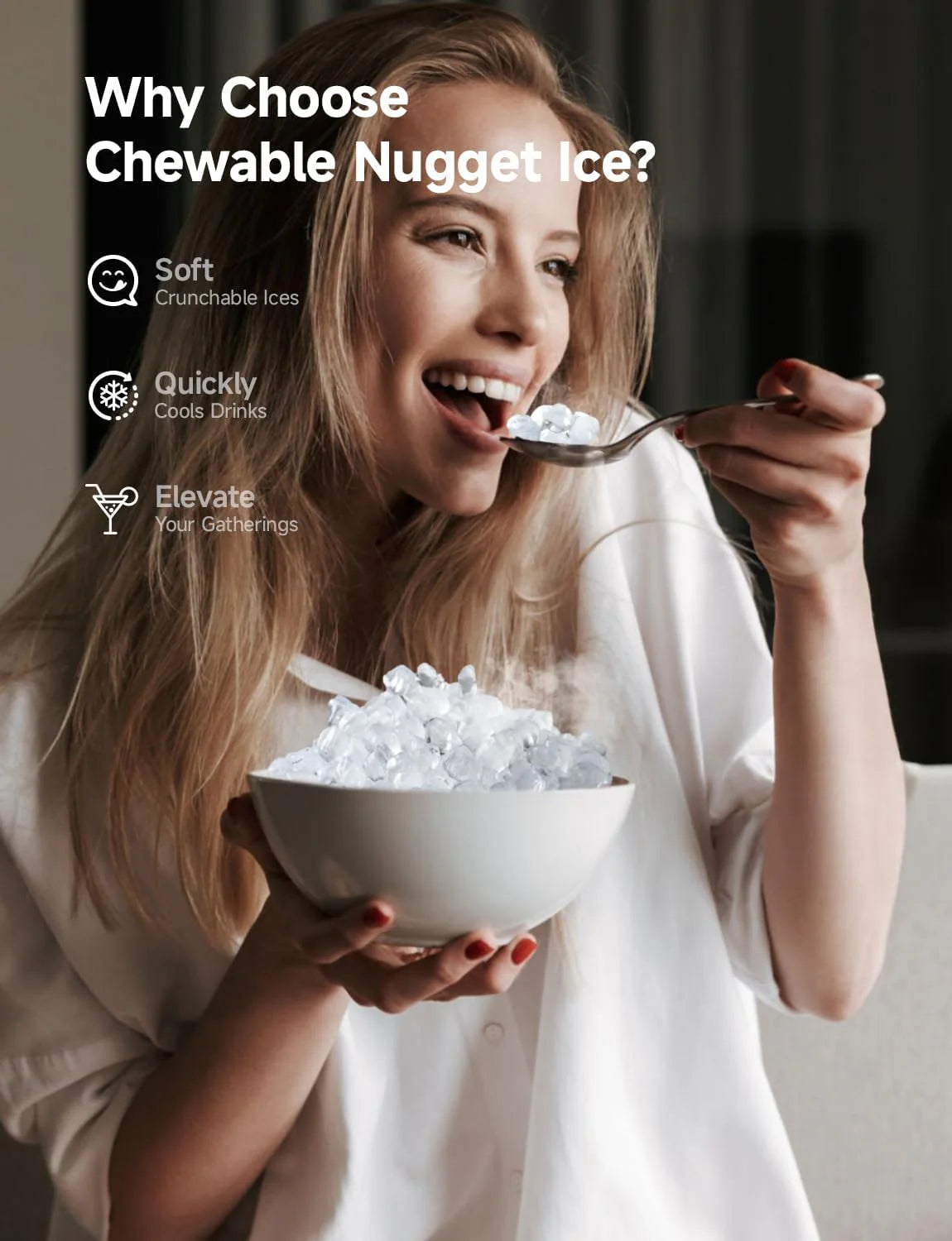 Countertop Nugget Ice Maker 44Lbs/24H