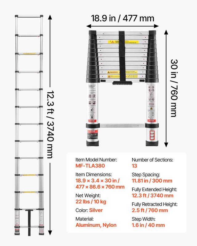 Telescoping Ladder Multi-Purpose Collapsible Extension