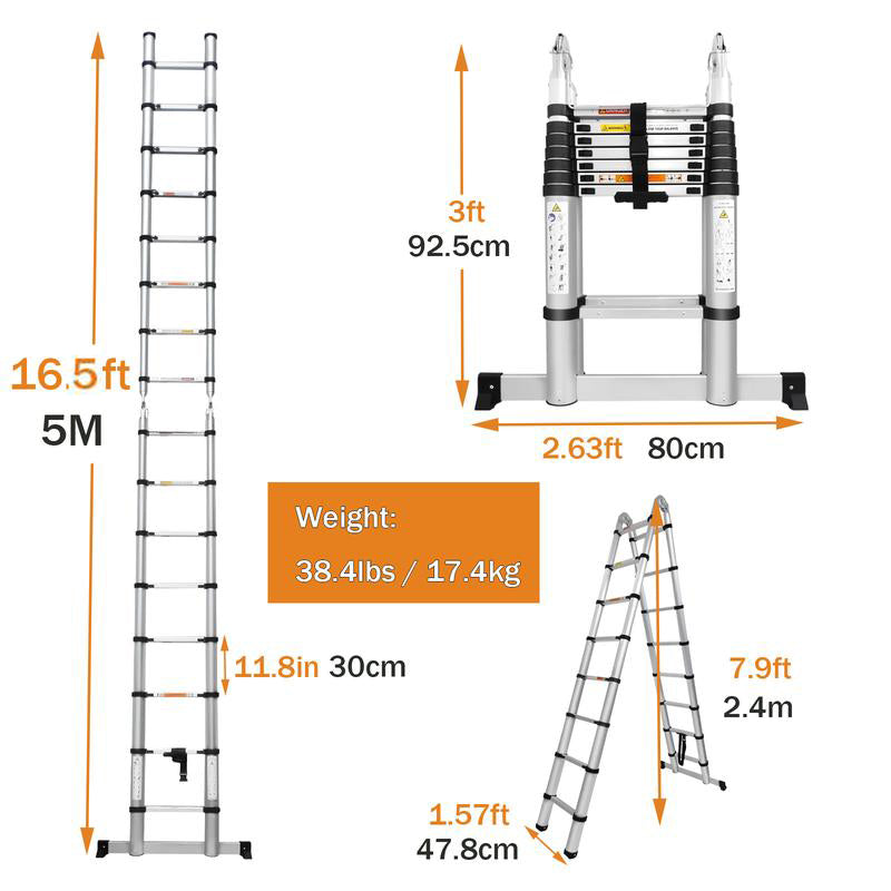 Telescoping Ladder Multi-Purpose Collapsible Extension